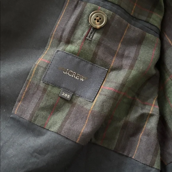 Mens JCrew Navy Blue Trench Coat Rivington car coat rain jacket size 38S - Picture 12 of 13